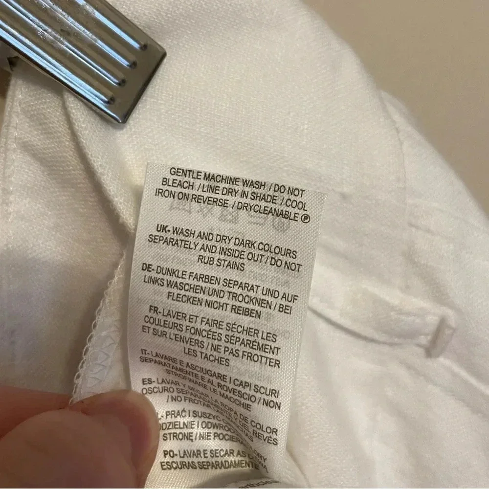 BODEN Women's White 100% Linen Pants US Sz 2 Pockets Lightweight Cuffed Like New